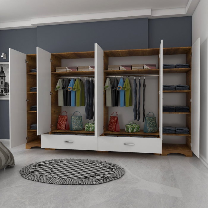 Hanah Home Armario F4 - 524 Blanco y Nogal Hanah Home Armario F4 - 524 Blanco y Nogal